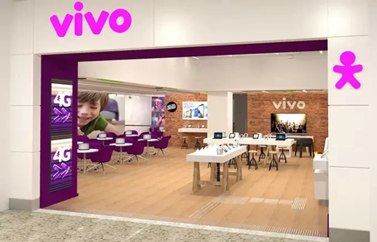 Imagem mostra loja da Vivo (VIVT3)