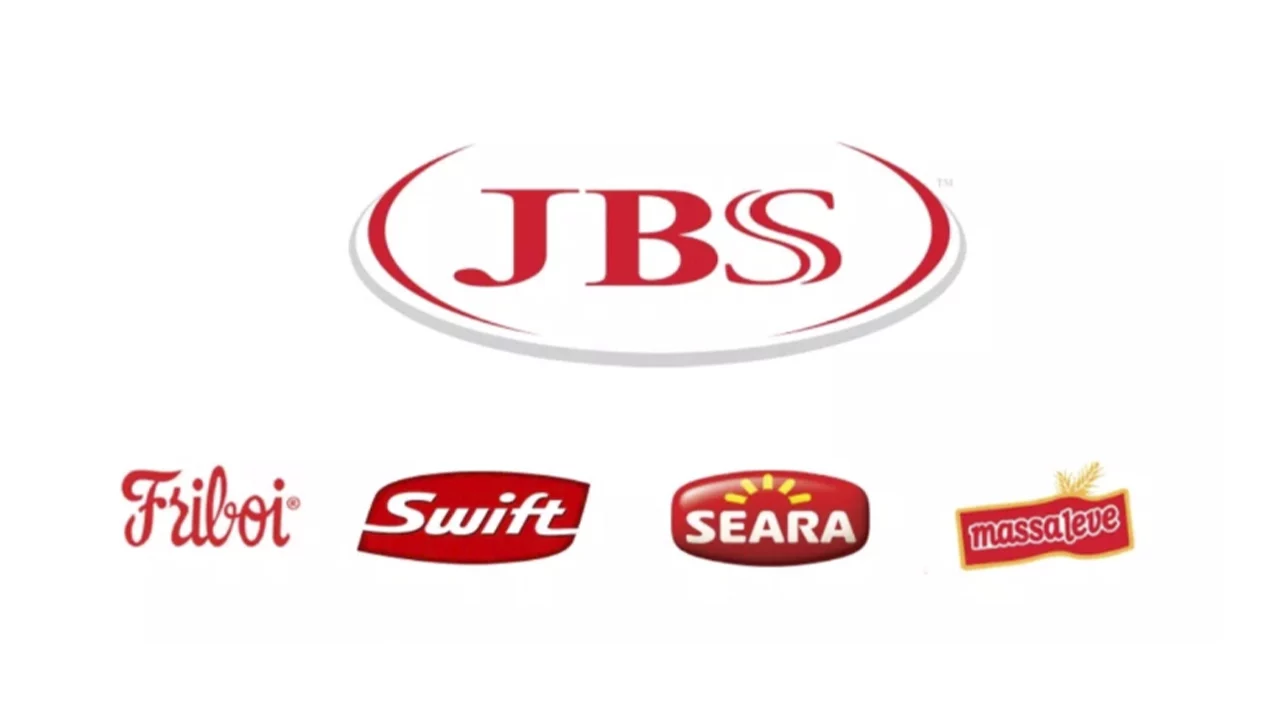 Imagem mostra logo e marcas da JBS