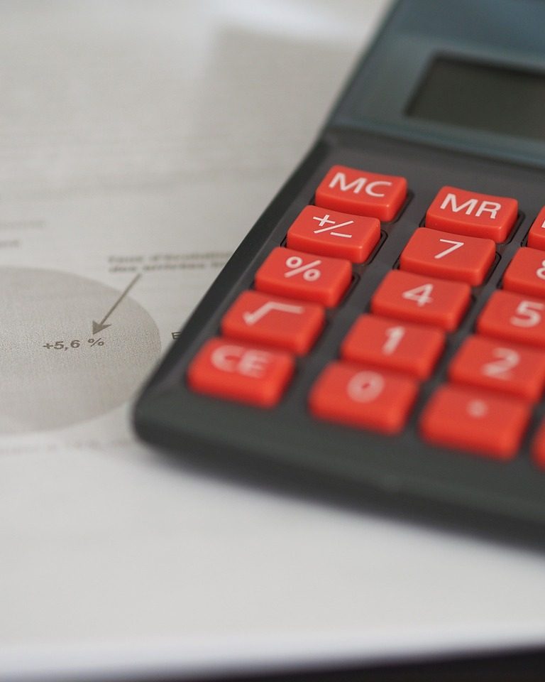 Imagem mostra calculadora e gráficos com indicadores de liquidez